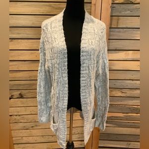 Garage Cable Knit White with Gray Long Cardigan Size M/L